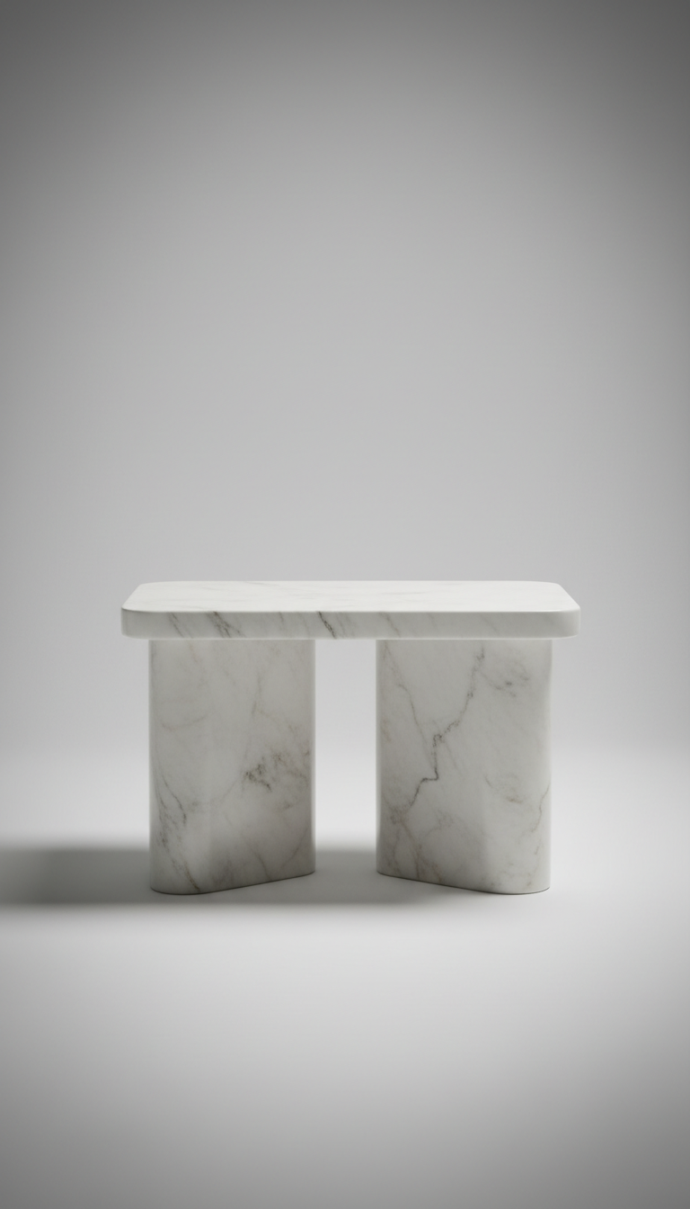 Marble End Table With Sculptural Base