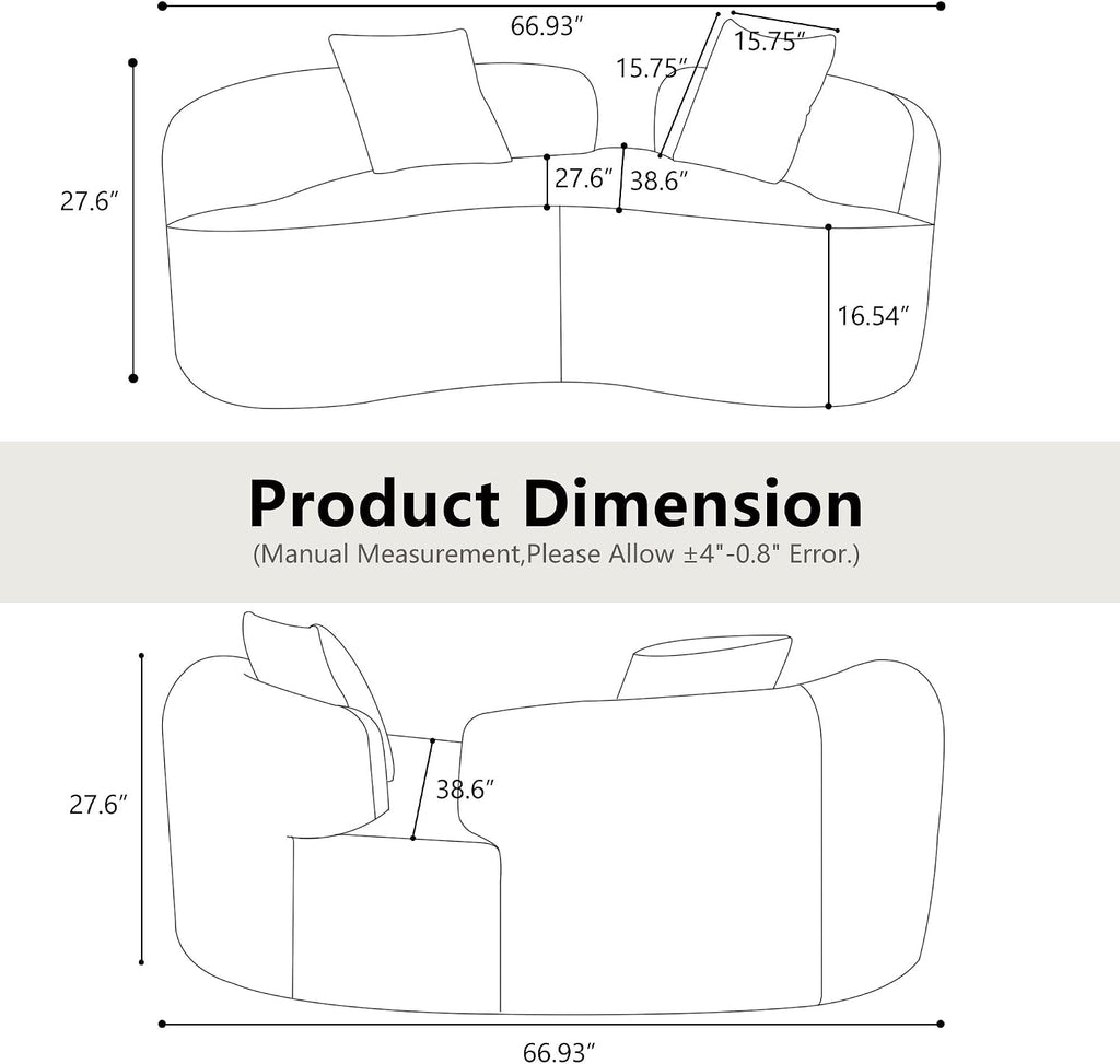 Teddy Velvet Curved Loveseat Sofa