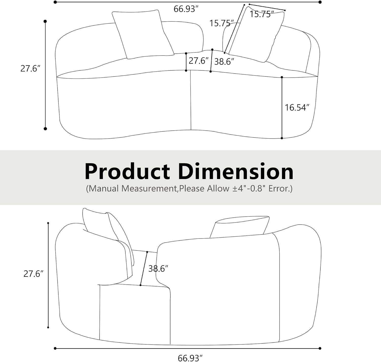 Teddy Velvet Curved Loveseat Sofa