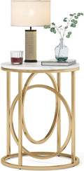 O-Shaped Faux Marble Round End Table