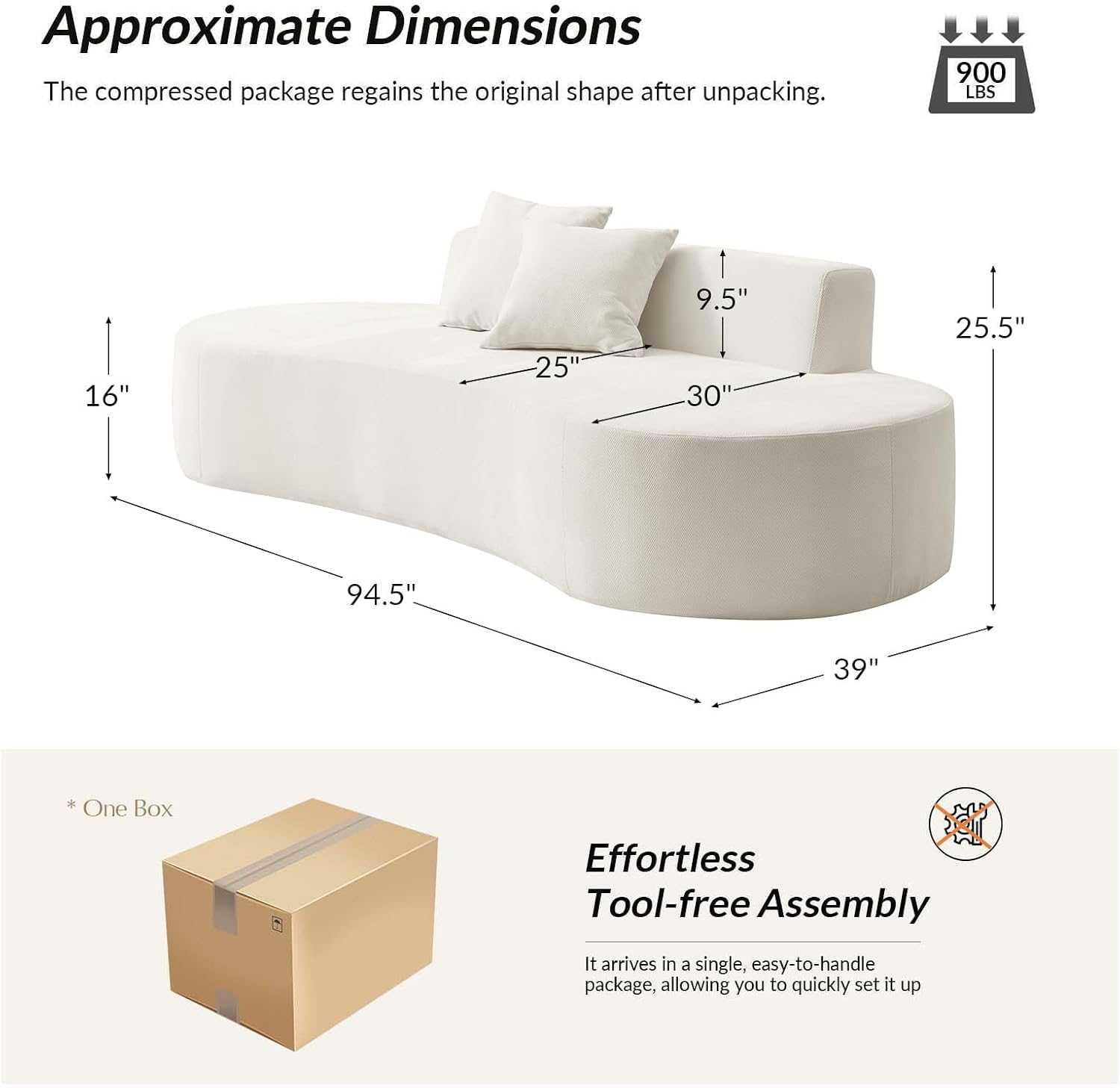 3 Seater Half Moon Boneless Sofa