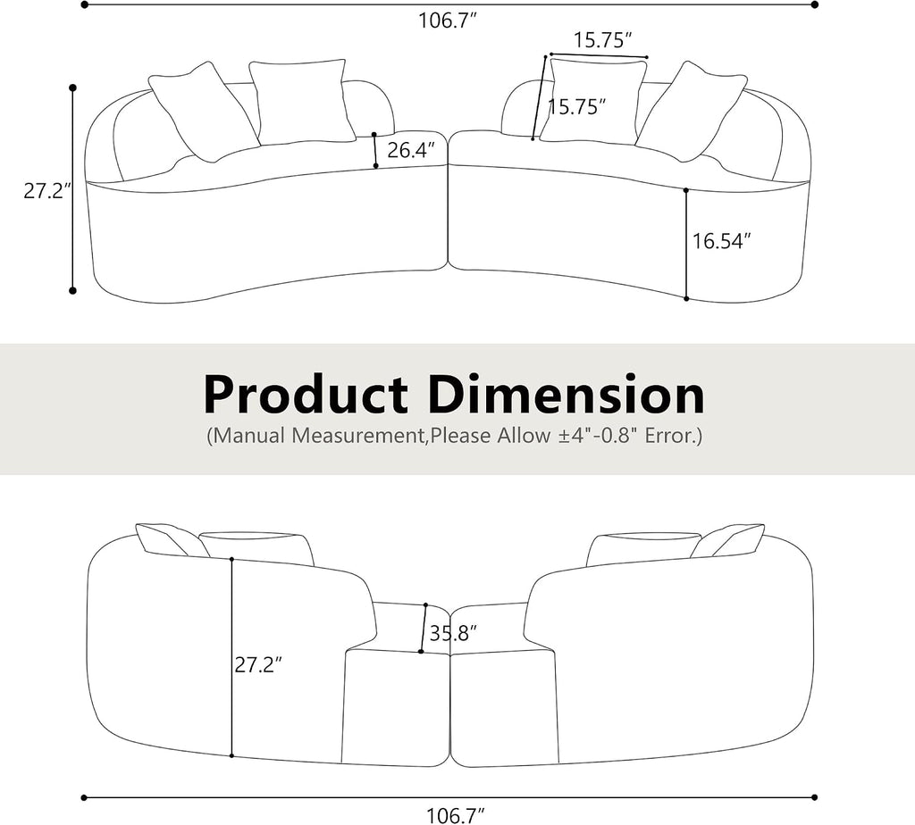 4 Seater Teddy Velvet Curved Sofa
