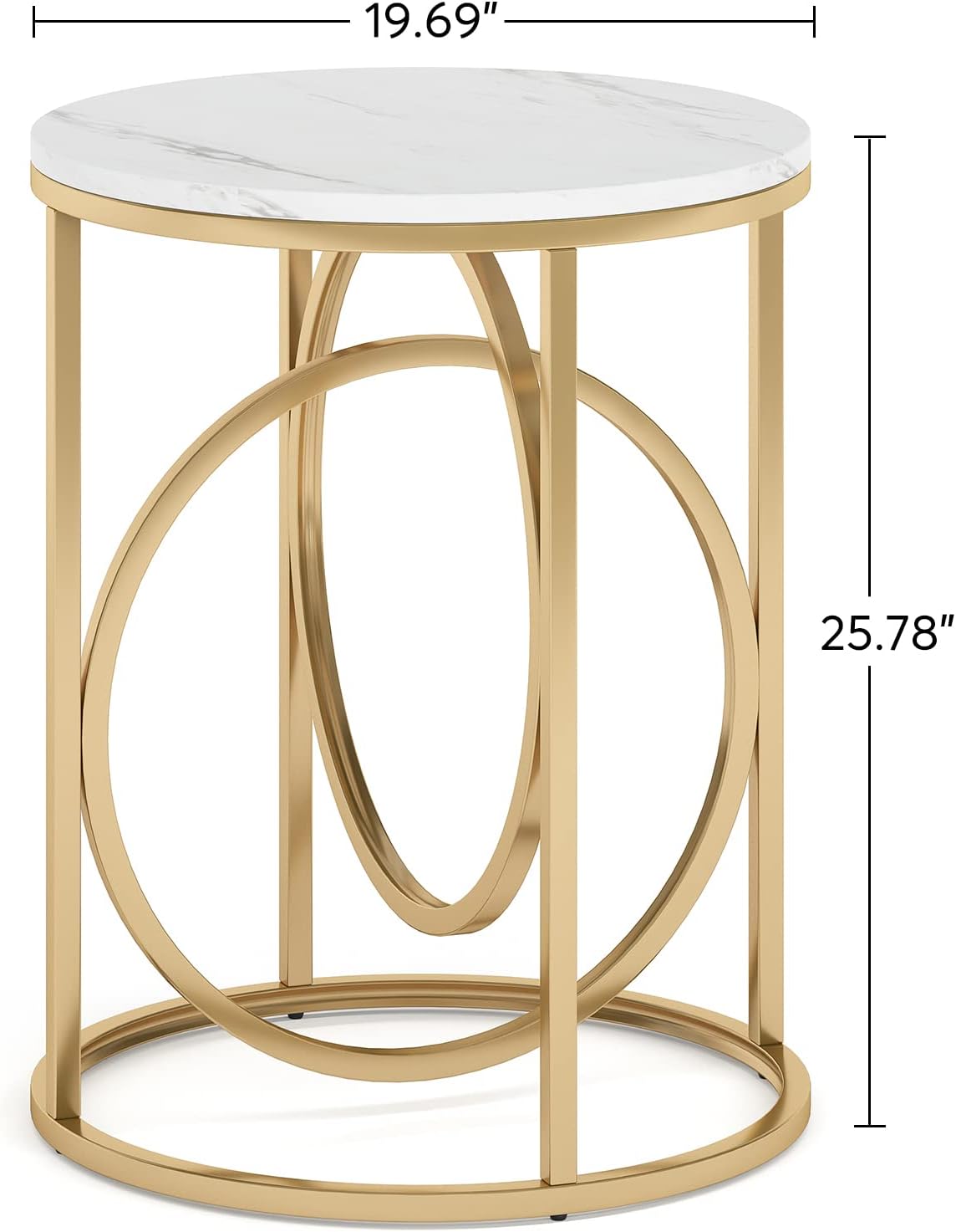 O-Shaped Faux Marble Round End Table