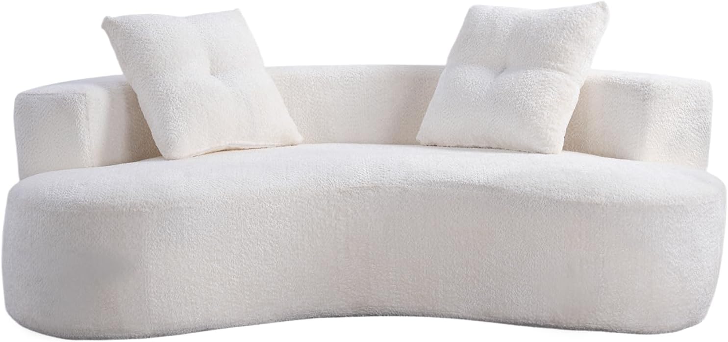 Boucle Curved 3-Seater Boneless Sofa