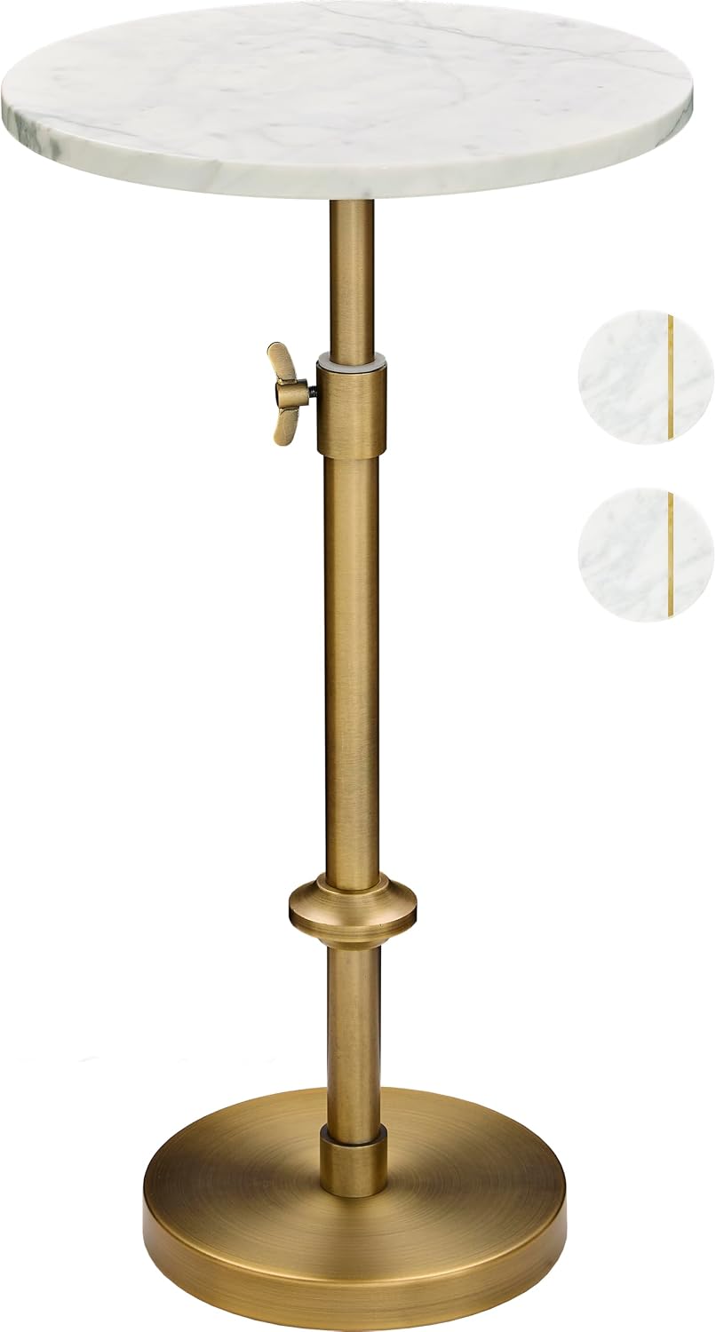 White Marble Brass Martini Side Table