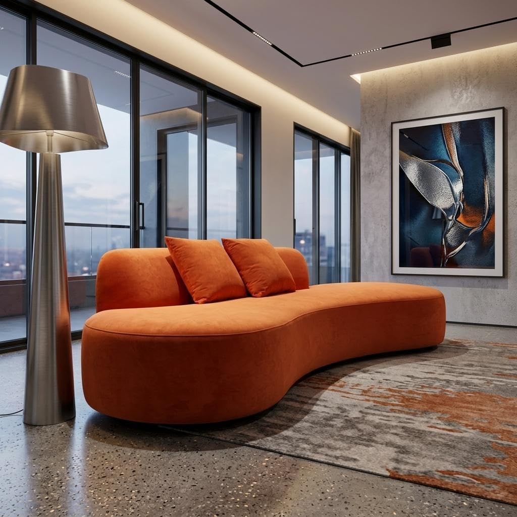 Velvet Half Moon Curved Sofa