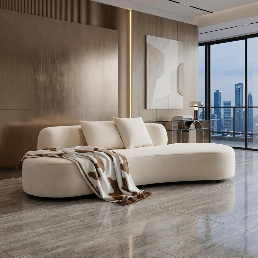 Velvet Half Moon Curved Sofa