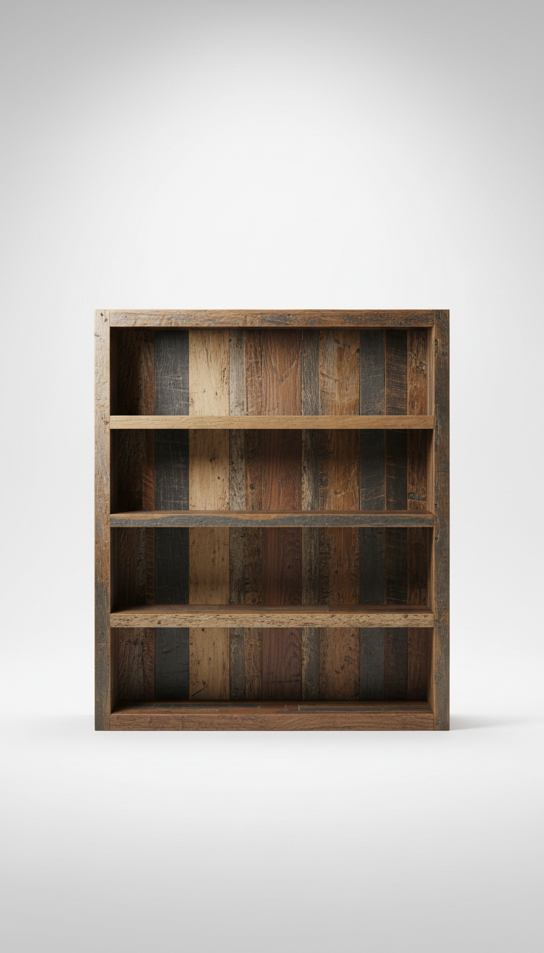 Reclaimed Wood Bookcase With Open Shelving