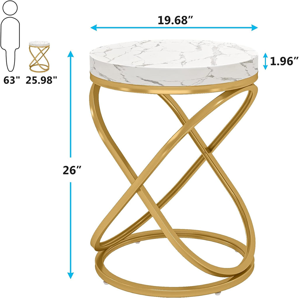 Tribesigns White Gold Faux Marble End Table