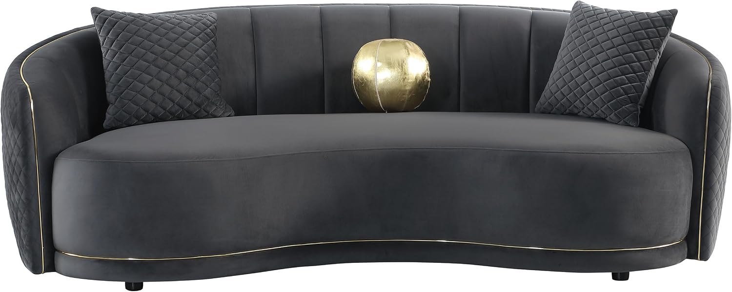 Coaster Brookside Velvet Curved Sofa Gold Trim