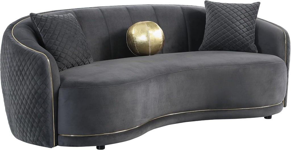 Coaster Brookside Velvet Curved Sofa Gold Trim