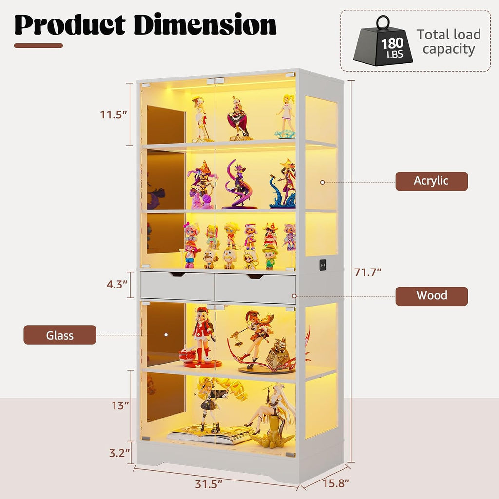 5-Tier Glass Display Cabinet