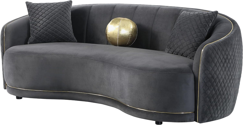 Coaster Brookside Velvet Curved Sofa Gold Trim