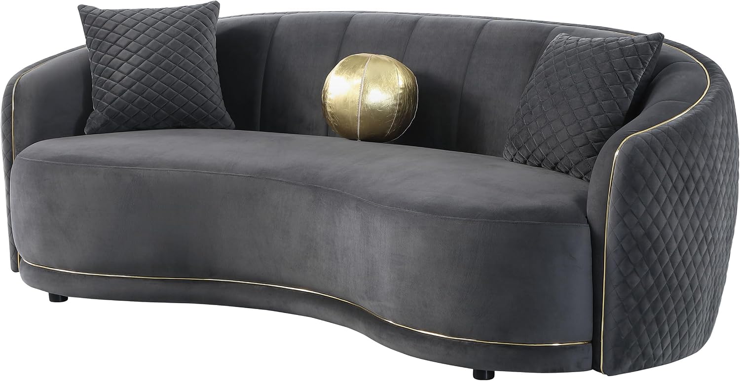 Coaster Brookside Velvet Curved Sofa Gold Trim