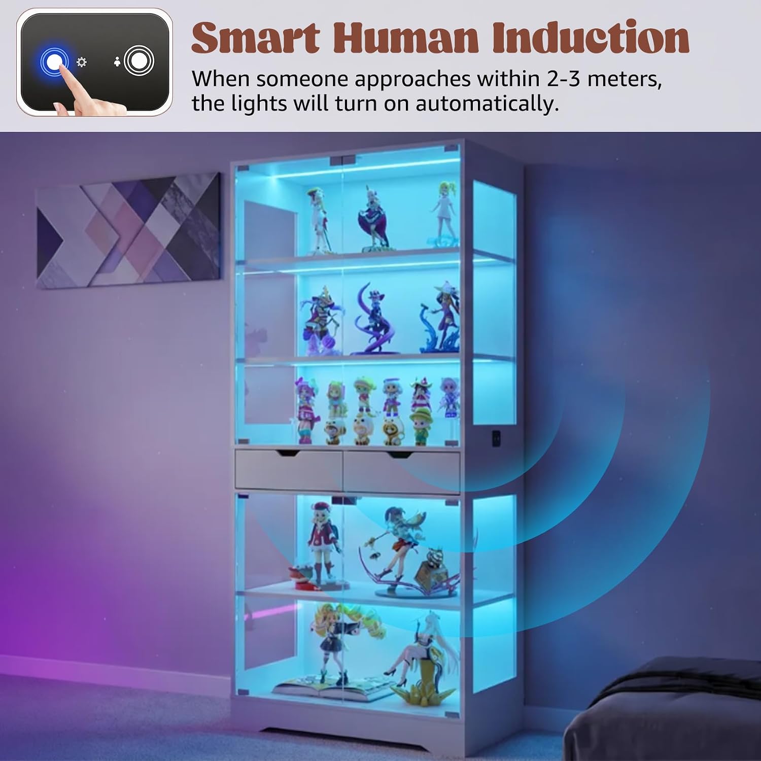 5-Tier Glass Display Cabinet