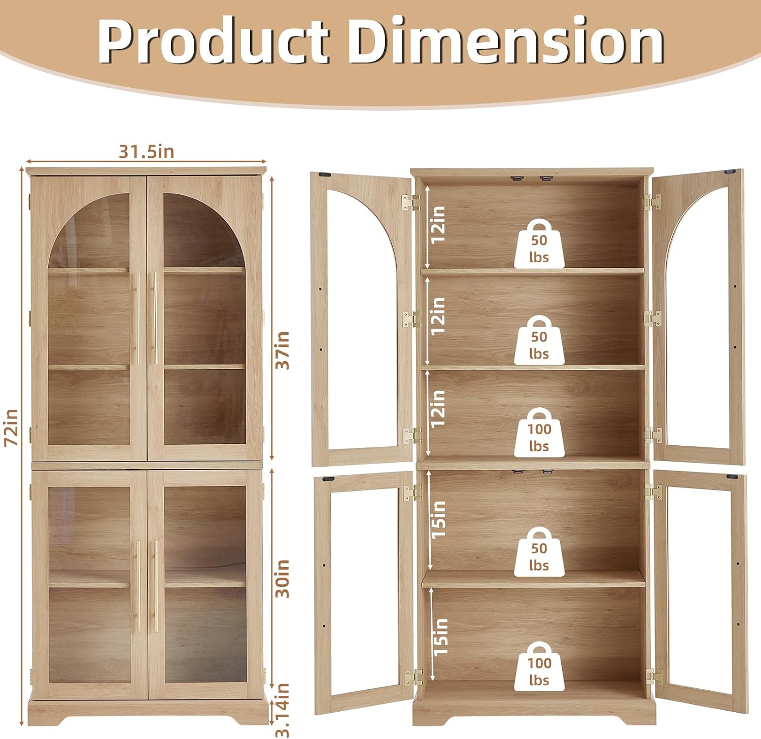 Joaxswe Curved Glass Bookshelf
