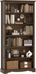 TVU 6-Tier Tall Wooden Bookshelf