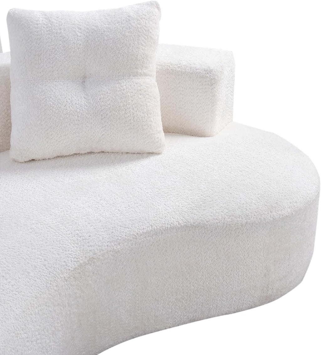 Boucle Curved 3-Seater Boneless Sofa