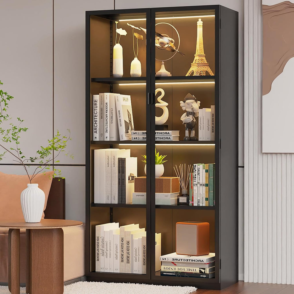 Kelueo Tall Glass Display Cabinet