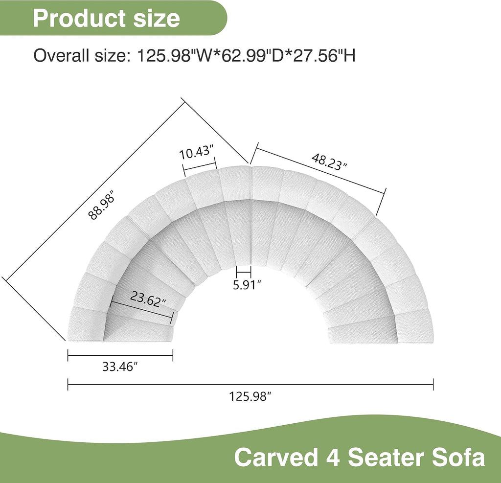 Velvet Curved 4 Seater Modular Sofa