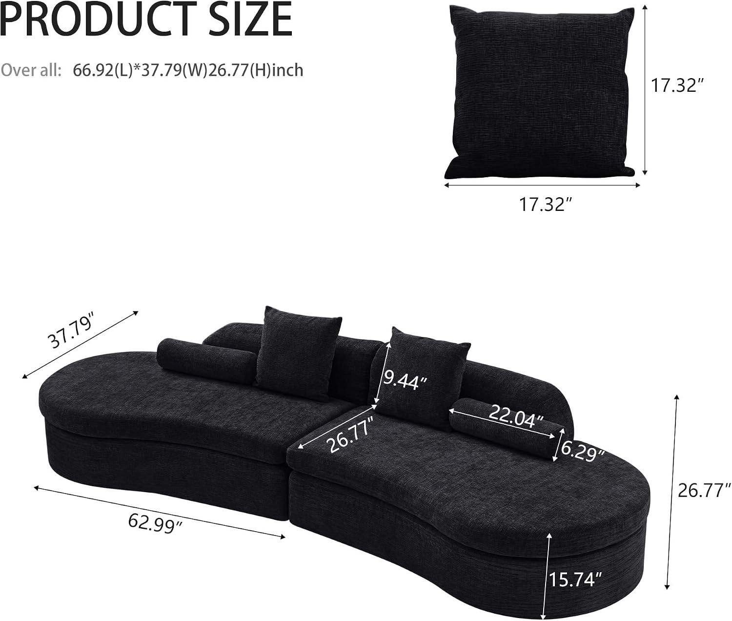 Curved Modular Chenille Sectional Sofa