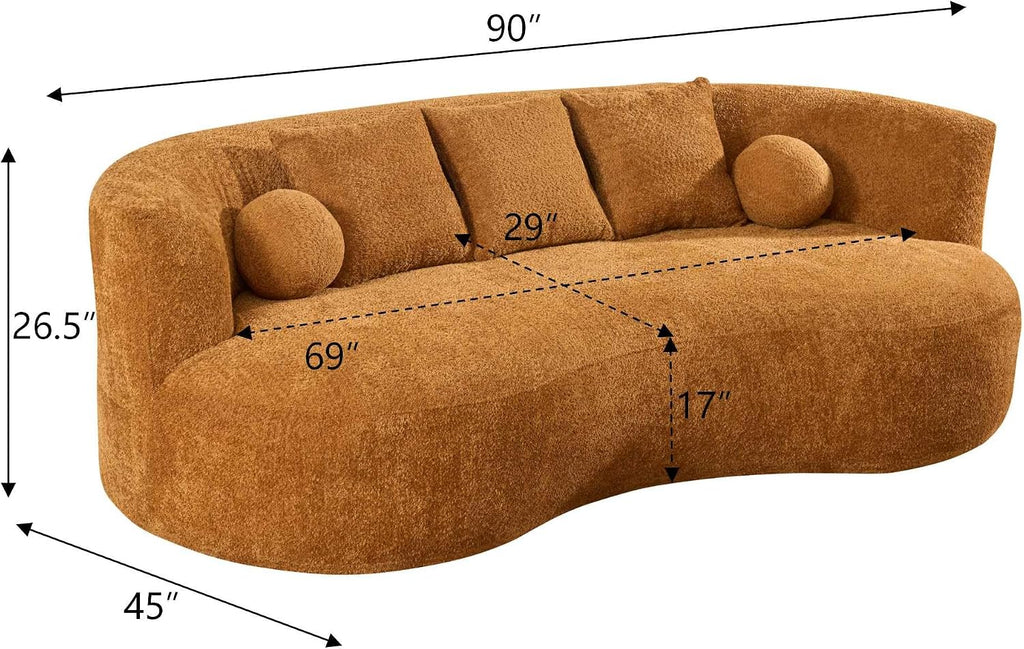 Knight Home Boucle 3-Seater Curved Sofa
