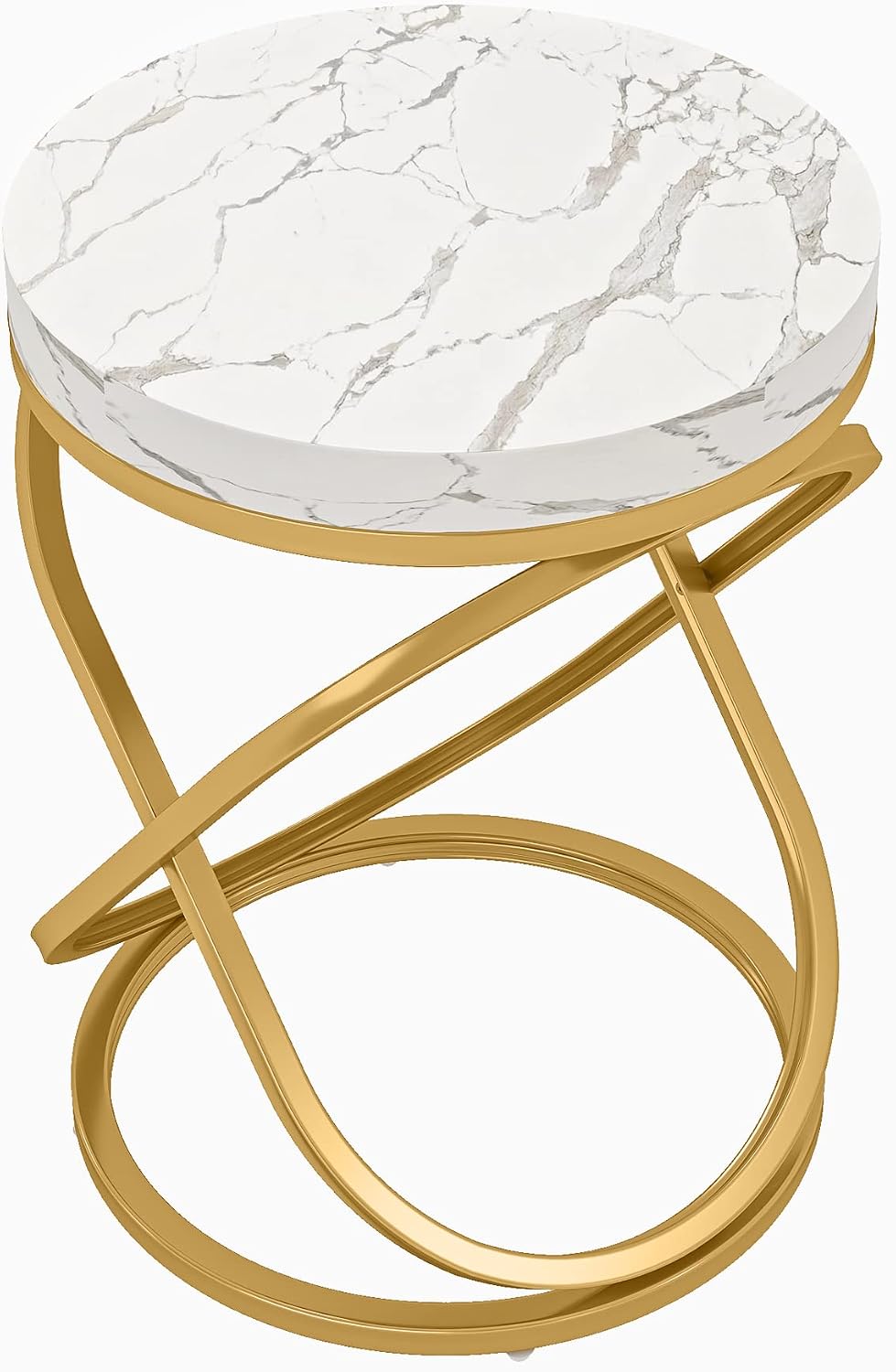 Tribesigns White Gold Faux Marble End Table
