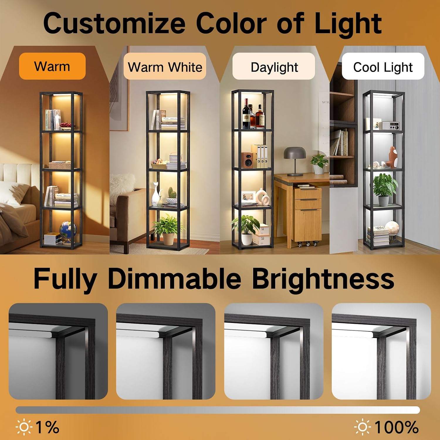 Glass Display Shelf Lamp