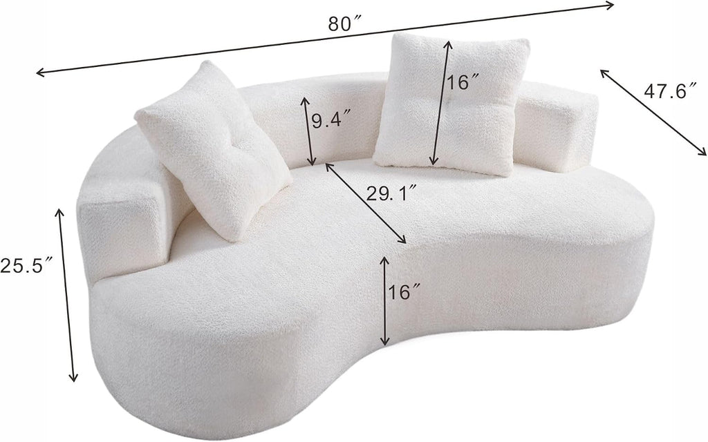 Boucle Curved 3-Seater Boneless Sofa