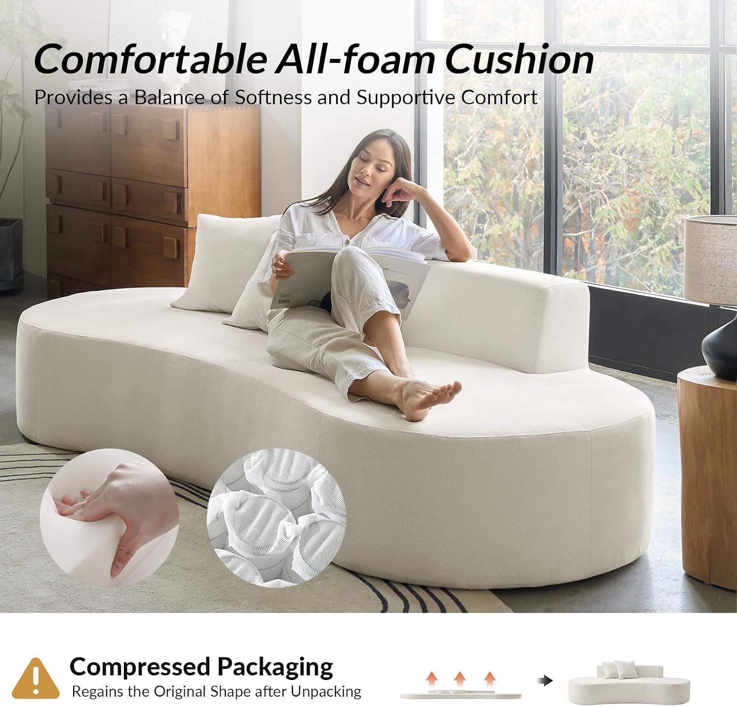 3 Seater Half Moon Boneless Sofa