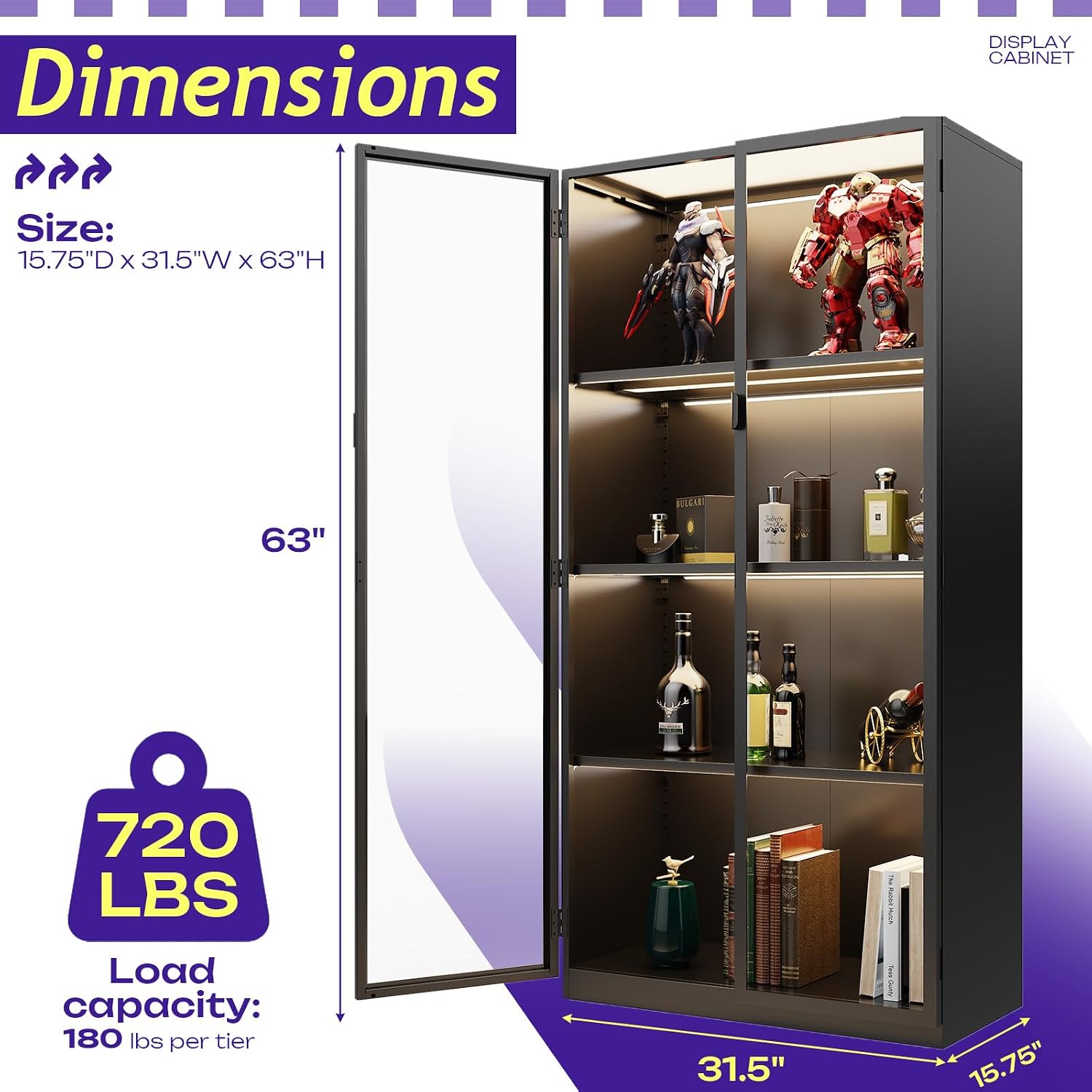 4-Tier Glass Display Cabinet
