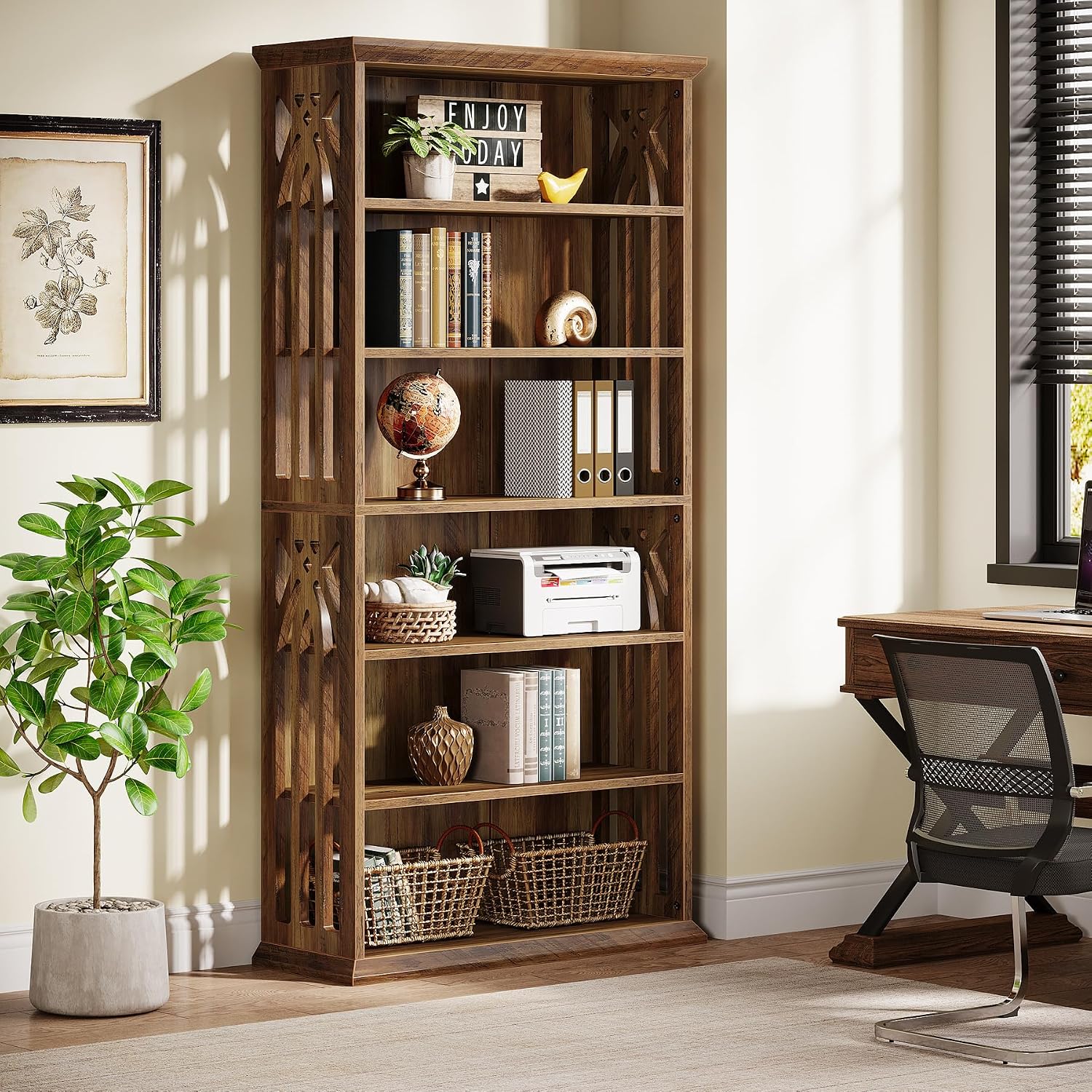 Tribesigns 6-Tier Tall Wood Bookshelf