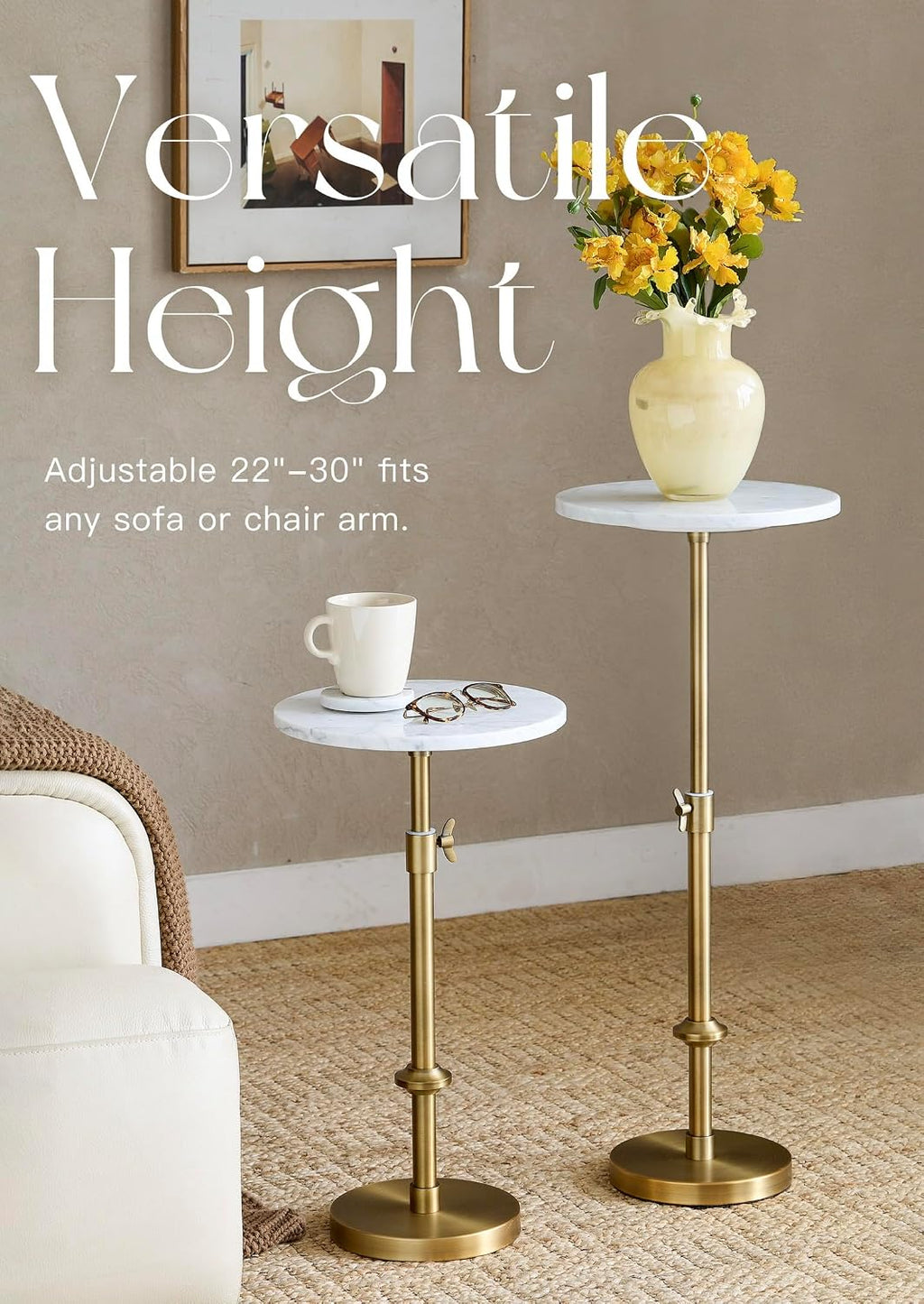 White Marble Brass Martini Side Table