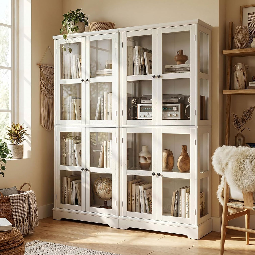 Tall Wood Glass Display Cabinet