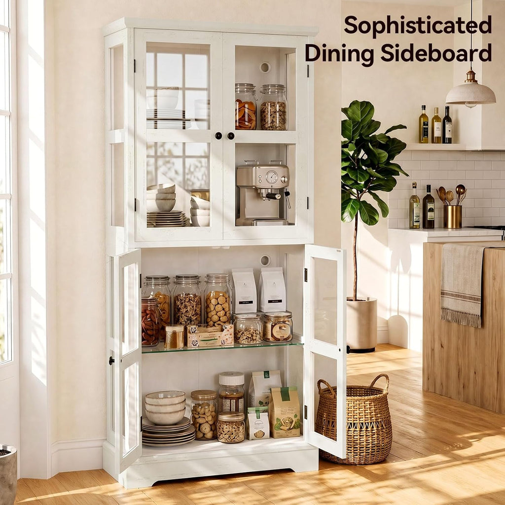 Tall Wood Glass Display Cabinet