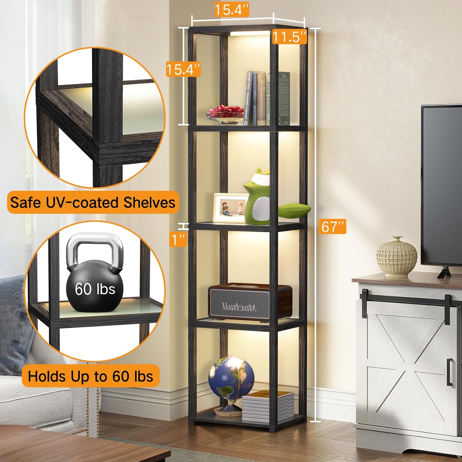 Glass Display Shelf Lamp