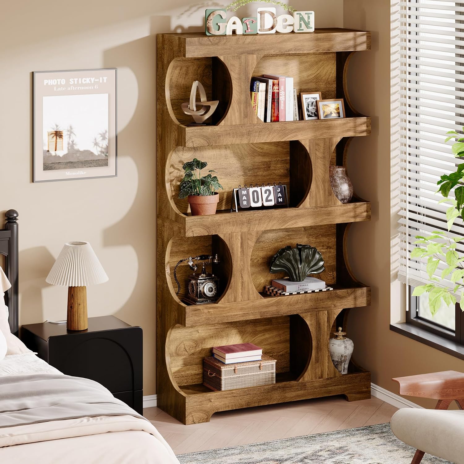 Tribesigns S-Shaped 4-Tier Bookshelf