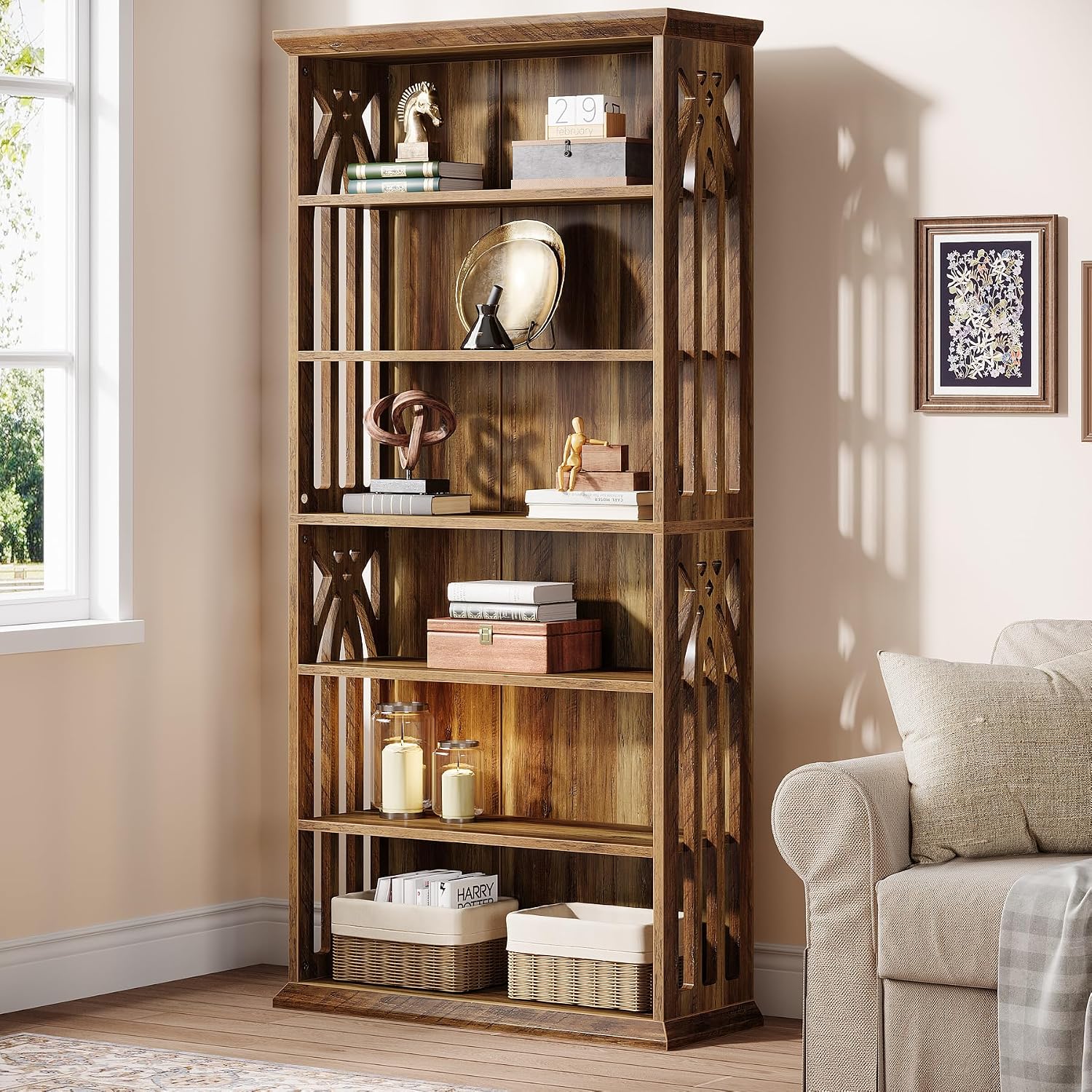 Tribesigns 6-Tier Tall Wood Bookshelf
