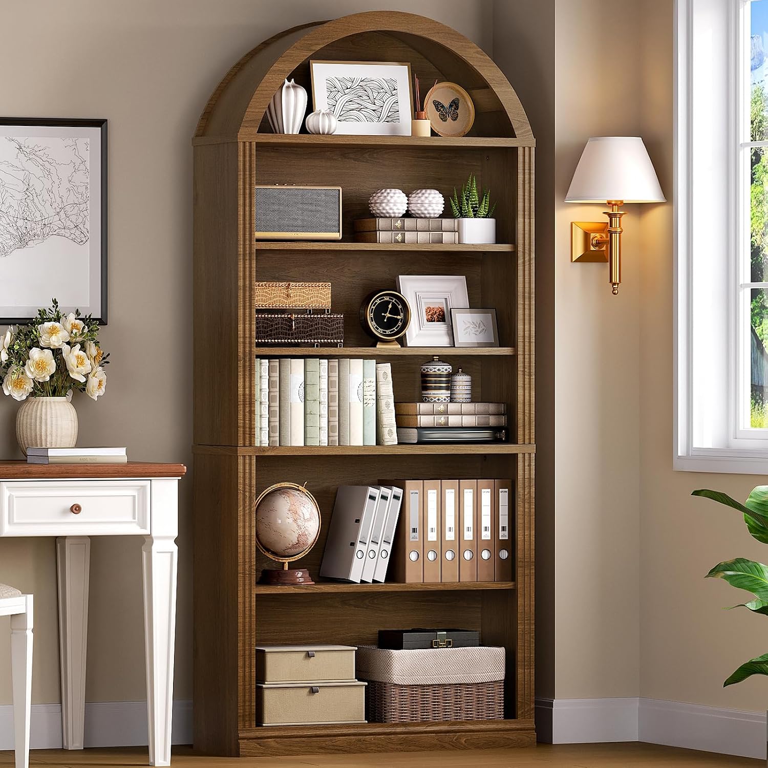 Arched Wooden Bookshelf