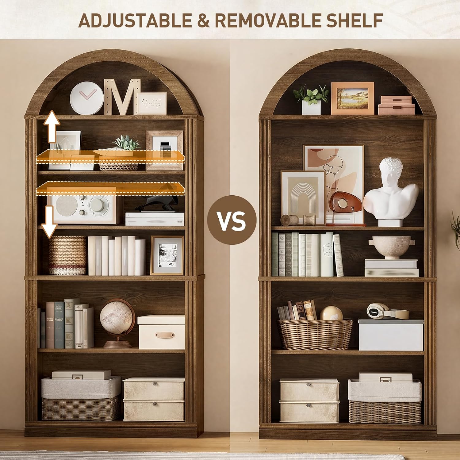 Arched Wooden Bookshelf