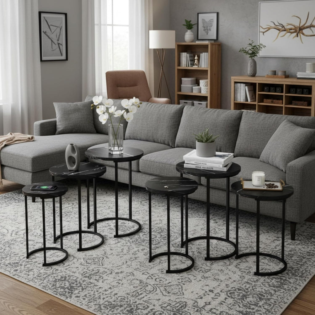 Faux Marble Nesting Tables Set of 3