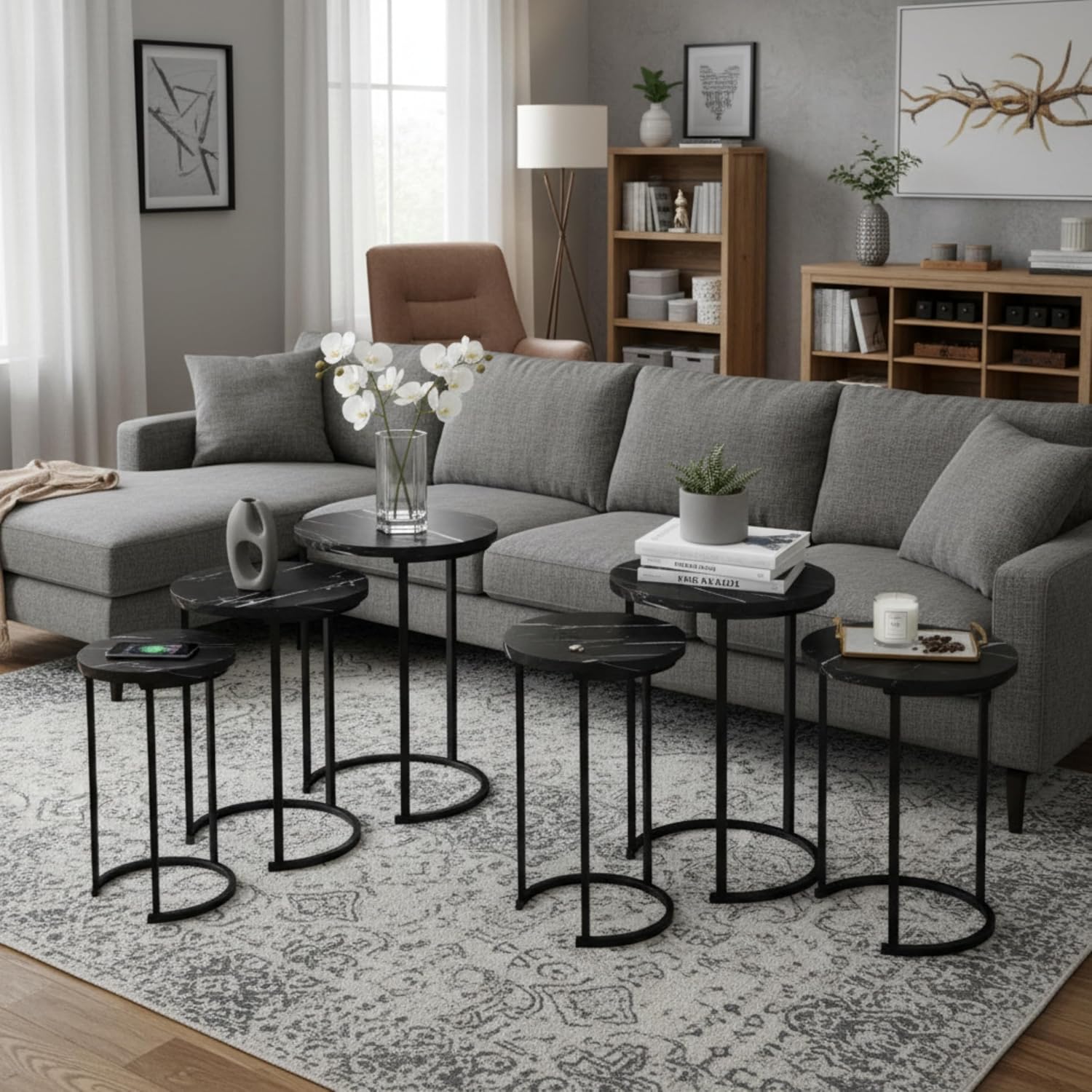 Faux Marble Nesting Tables Set of 3