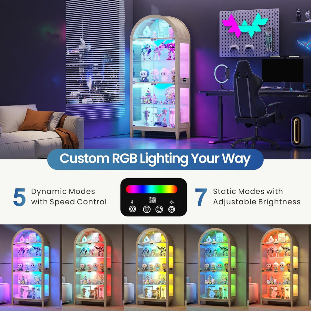 Lvifur Lighted Arched Glass Display Cabinet