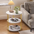 3-Tier White Marble Round Side Table