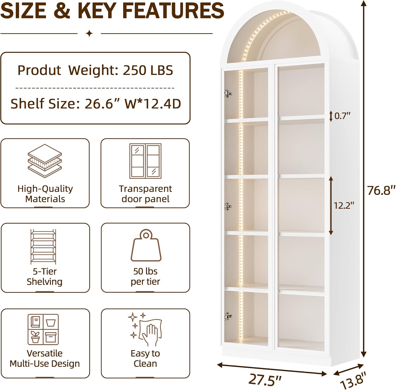 Wildhome Wooden Arch Display Cabinet