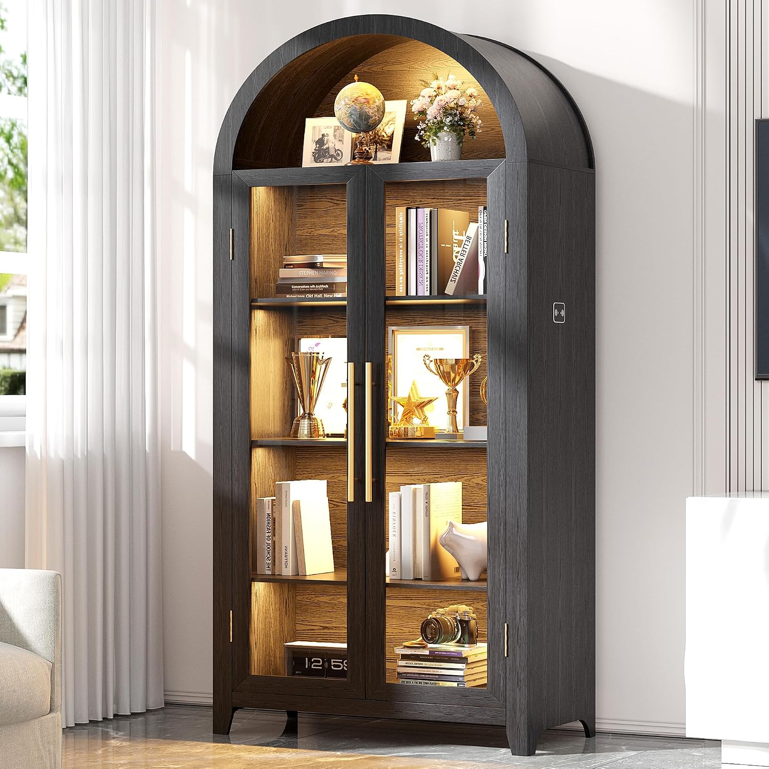LVSOMT Arched Curio Cabinet