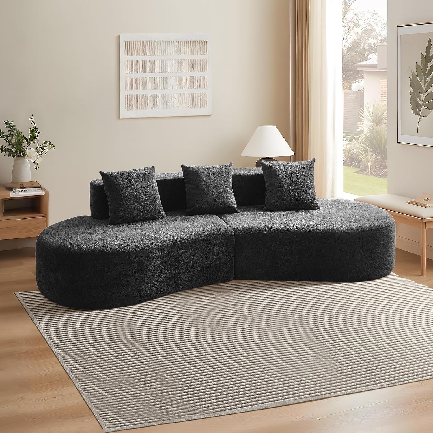 Raindrop Velvet Curved 3-Seater Modular Sofa