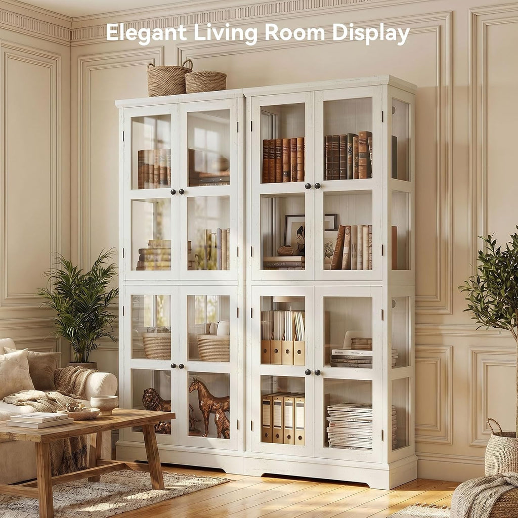 Tall Wood Glass Display Cabinet