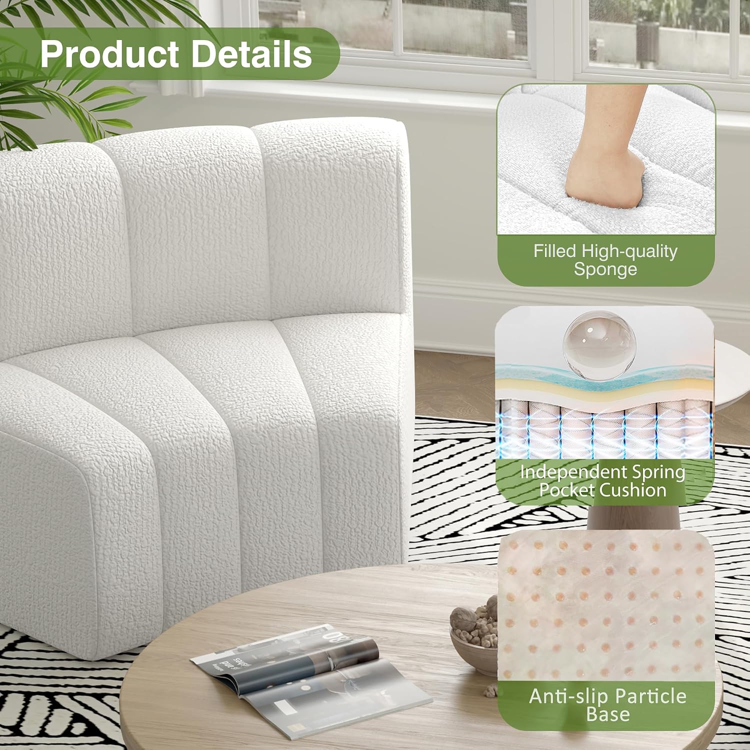 Velvet Curved 4 Seater Modular Sofa
