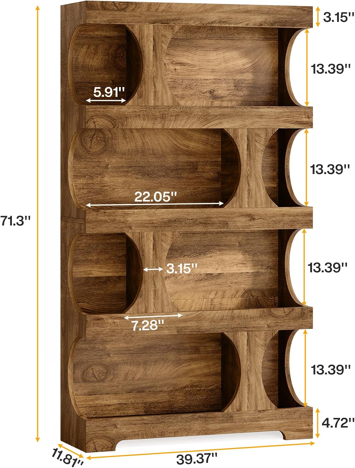 Tribesigns S-Shaped 4-Tier Bookshelf